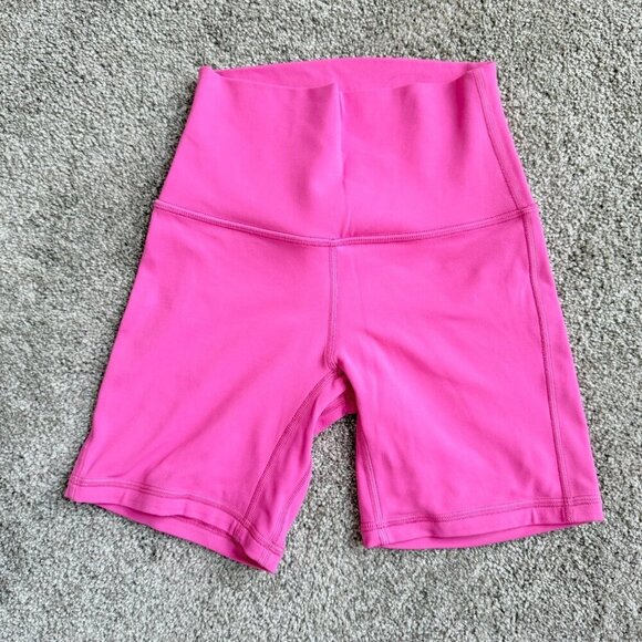 Lululemon 7” Align Biker Short Sonic Pink High Rise Activewear Mid-Thigh Size 2 - Picture 1 of 7